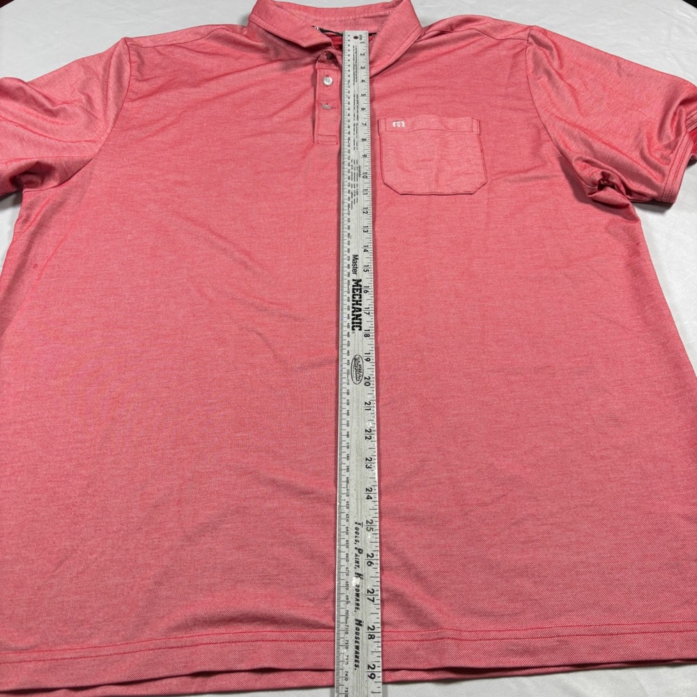 Travis Mathew Polo Shirt Mens XXL Red Heathered Short Sleeve Pocket Golf‎ Pique - Picture 8 of 12